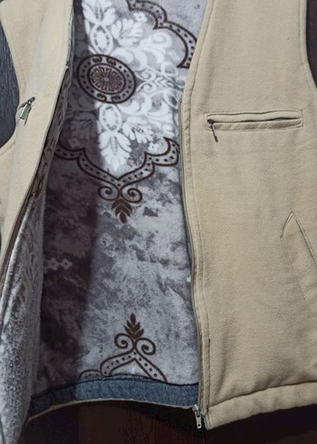 Bej Erkek Fermuarlı Yelek - Görsel 2