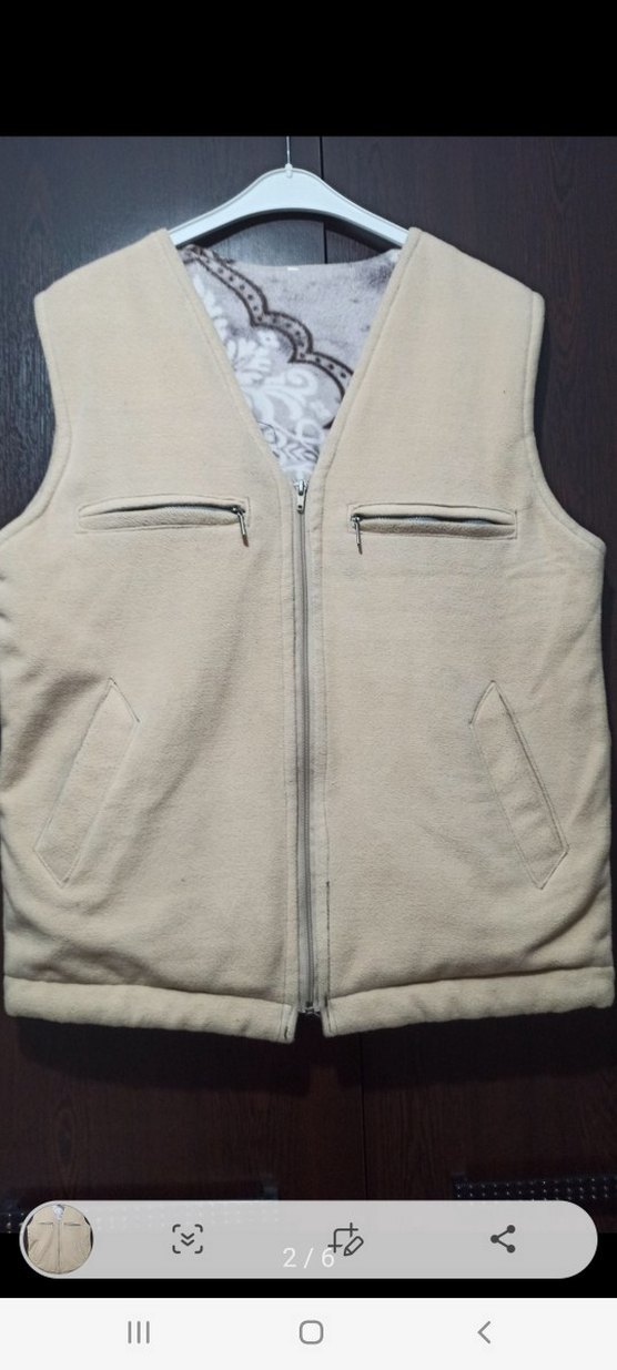 Bej Erkek Fermuarlı Yelek - Görsel 3