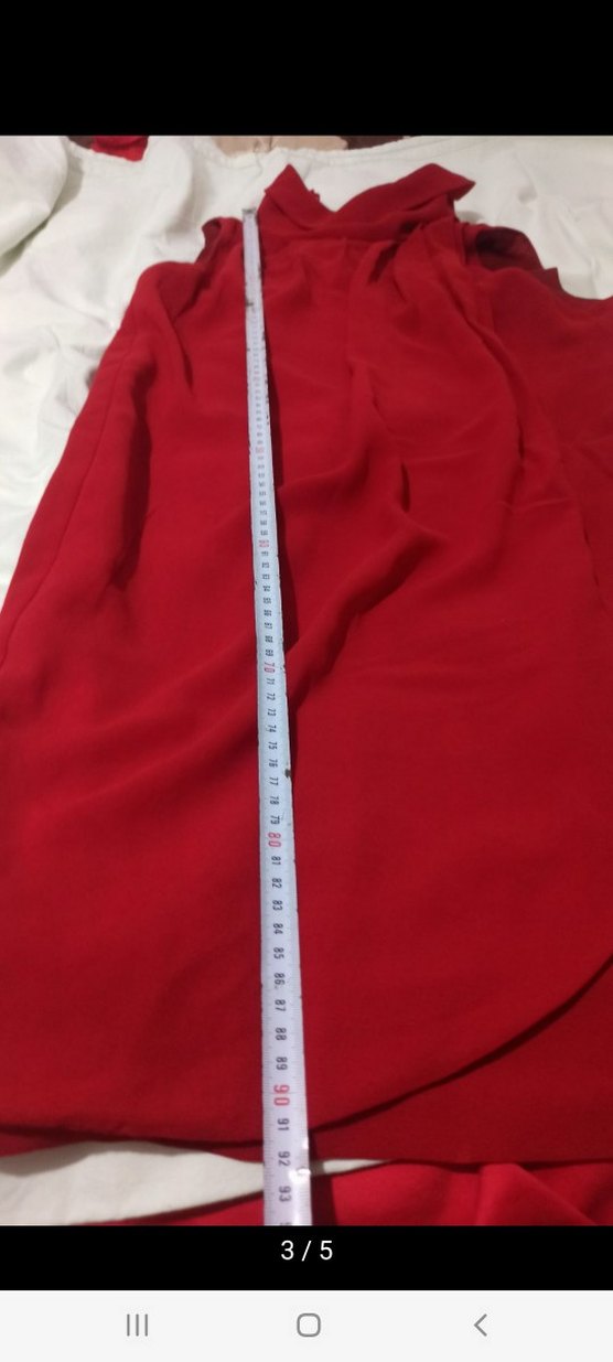 Kadın Kırmızı Kolsuz Midi Abiye Elbise - Görsel 3