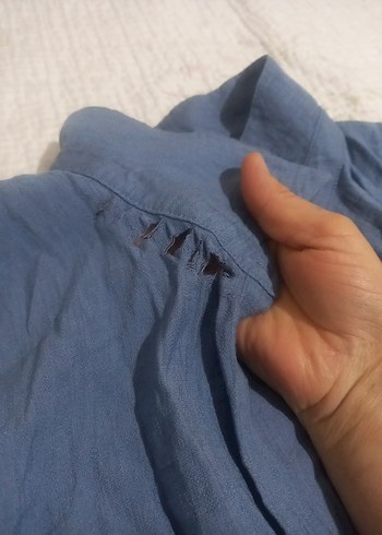 Kadın Lacivert Keten Uzun Elbise - Görsel 4