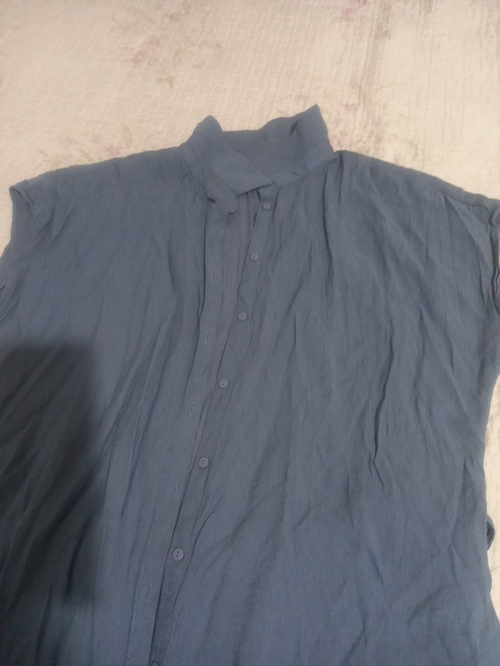 Kadın Lacivert Keten Uzun Elbise - Görsel 3