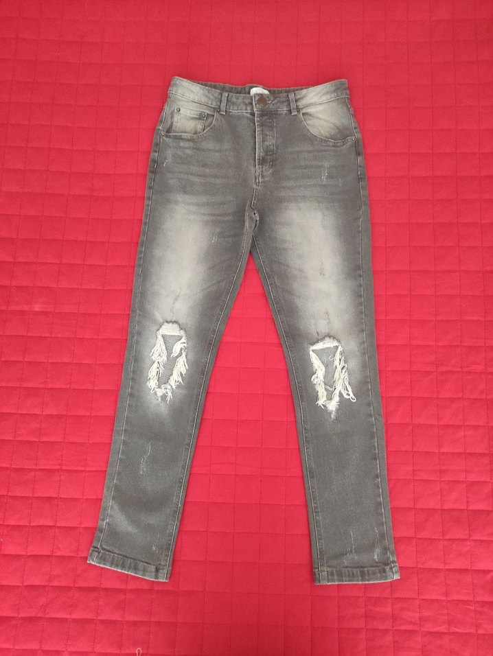 Gri Kadın Kot Pantolon - Görsel 5