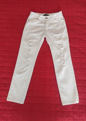 Yırtık Detaylı Beyaz Skinny Jean - Görsel 2