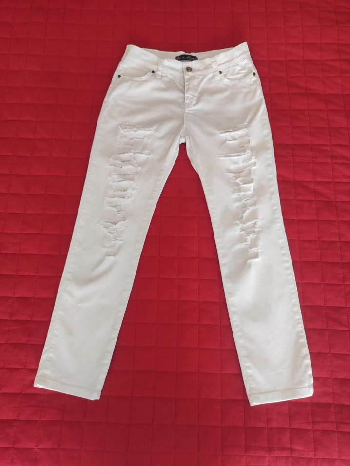 Yırtık Detaylı Beyaz Skinny Jean - Görsel 2