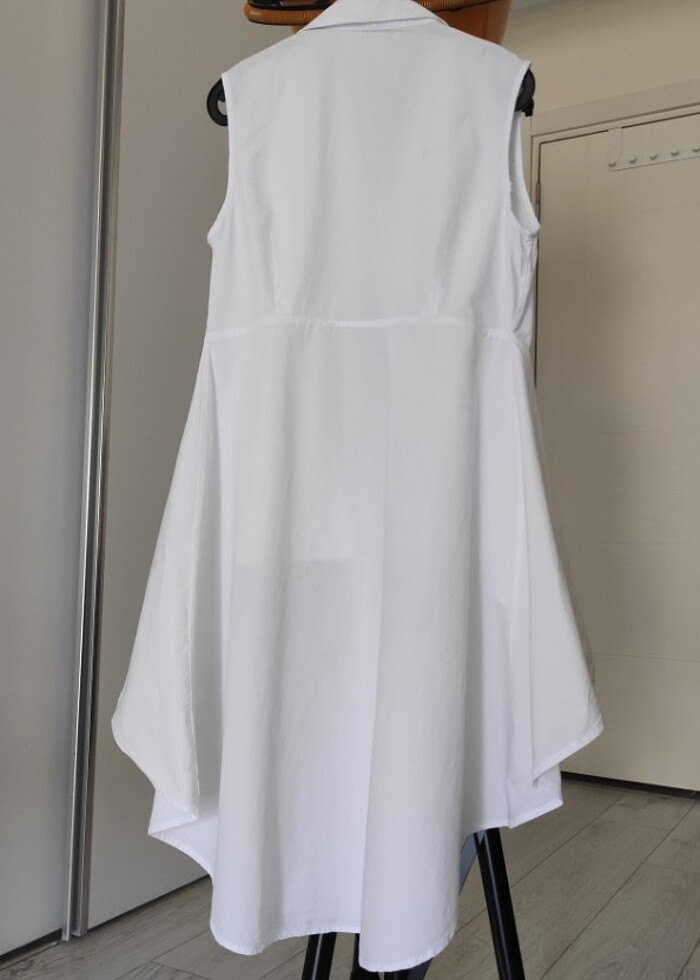 Beyaz asimetrik gömlek - Görsel 4