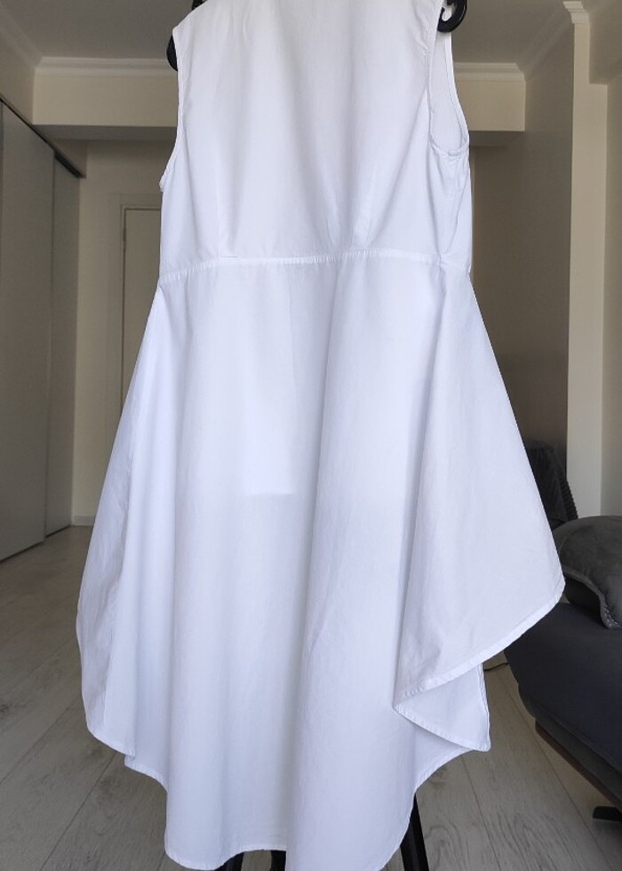 Beyaz asimetrik gömlek - Görsel 2