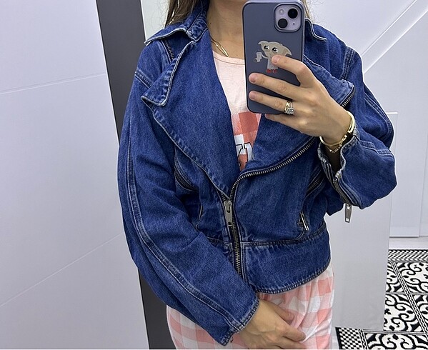 s Beden lacivert Renk Crop kot ceket