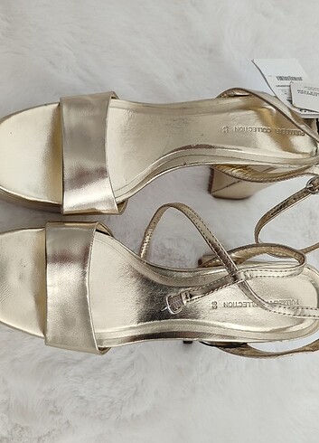 38 Beden Pull&bear gold topuklu ayakkabı