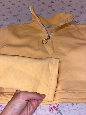 Kalın crop sweatshirt s beden turuncu pastel renk