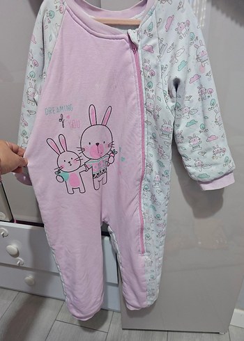 4 Yaş Beden pembe Renk Kız Çocuk Pembe Fermuarlı pamuklu uyku Tulumu
