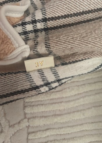 24-36 Ay Beden Kahverengi Kapüşonlu Ekose unisex Çocuk Kaban