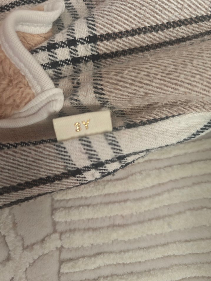 Kahverengi Kapüşonlu Ekose unisex Çocuk Kaban - Görsel 4