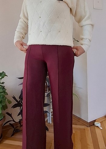 Diğer Bordo Orgu Kadin Pantolon