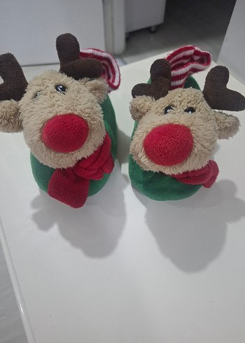 Kız ve Erkek Çocukları için Sıcak, geyikli Kahverengi Ev Terliği - Görsel 3