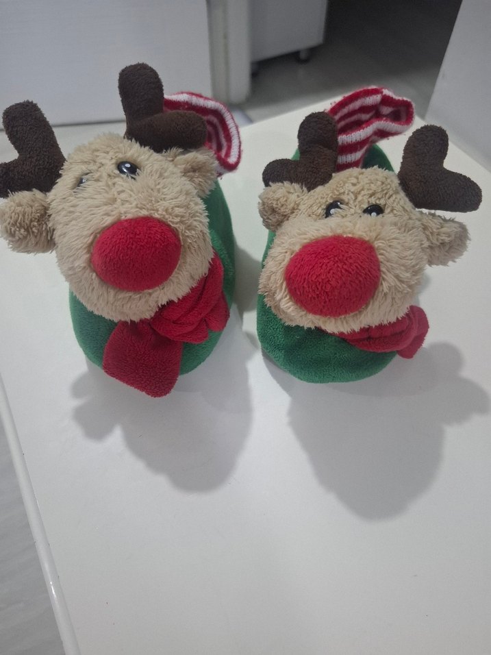 Kız ve Erkek Çocukları için Sıcak, geyikli Kahverengi Ev Terliği - Görsel 3