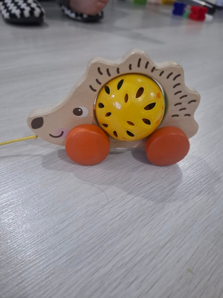 Renkli Ahşap Kirpi Çekçek Oyuncak - Görsel 2