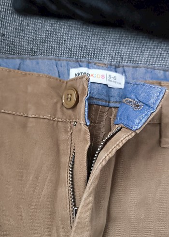5 Yaş Beden Bej Erkek Çocuk Kemerli Pantolon