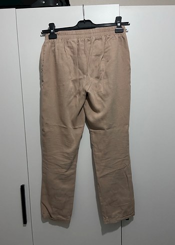 Bej Rahat Kesim Kadın Keten Pantolon - Görsel 2