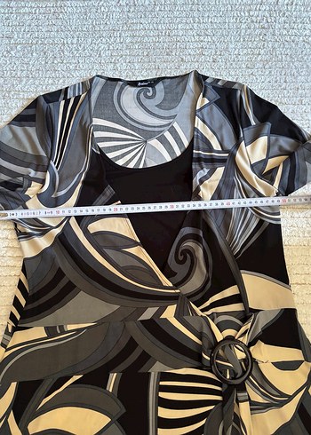 Büyük Beden Desenli Uzun Elbise - Görsel 4