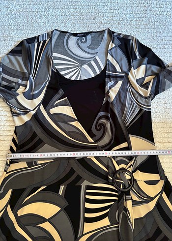 Büyük Beden Desenli Uzun Elbise - Görsel 5