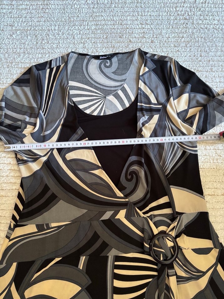 Büyük Beden Desenli Uzun Elbise - Görsel 4