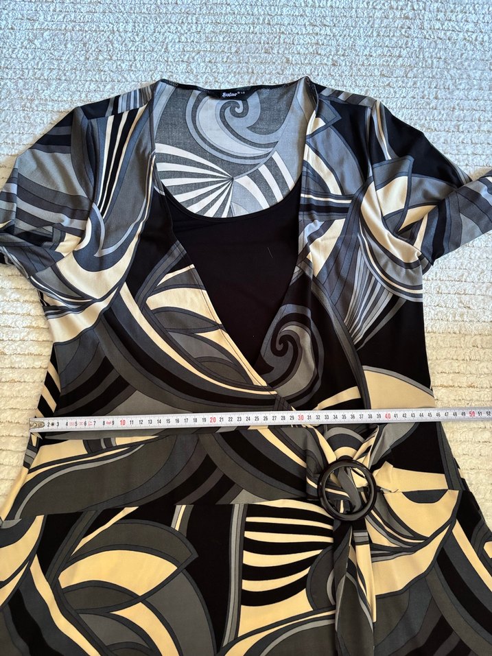 Büyük Beden Desenli Uzun Elbise - Görsel 5