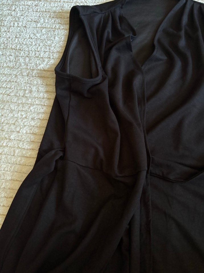 Siyah Uzun Belden Bağlamalı Elbise - Görsel 3