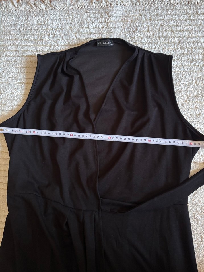 Siyah Uzun Belden Bağlamalı Elbise - Görsel 4