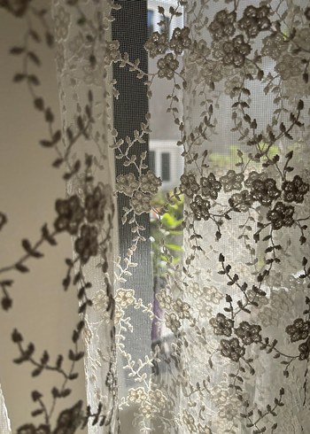 İşlemeli Beyaz Tül Perde (3lü) - Görsel 3