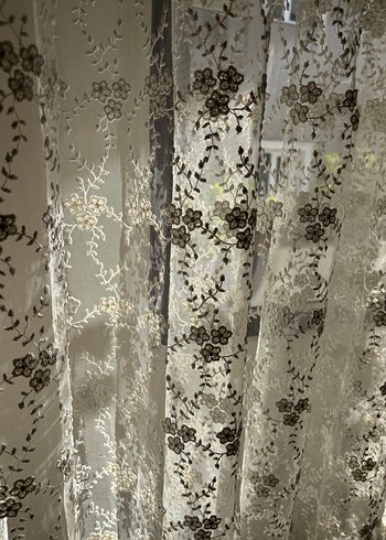 İşlemeli Beyaz Tül Perde (3lü) - Görsel 2