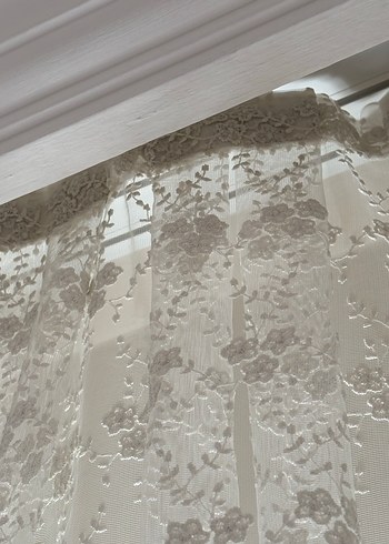 İşlemeli Beyaz Tül Perde (3lü) - Görsel 5