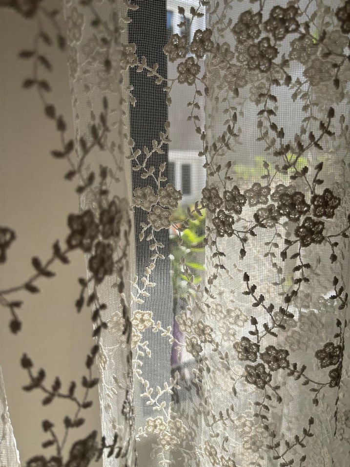 İşlemeli Beyaz Tül Perde (3lü) - Görsel 3