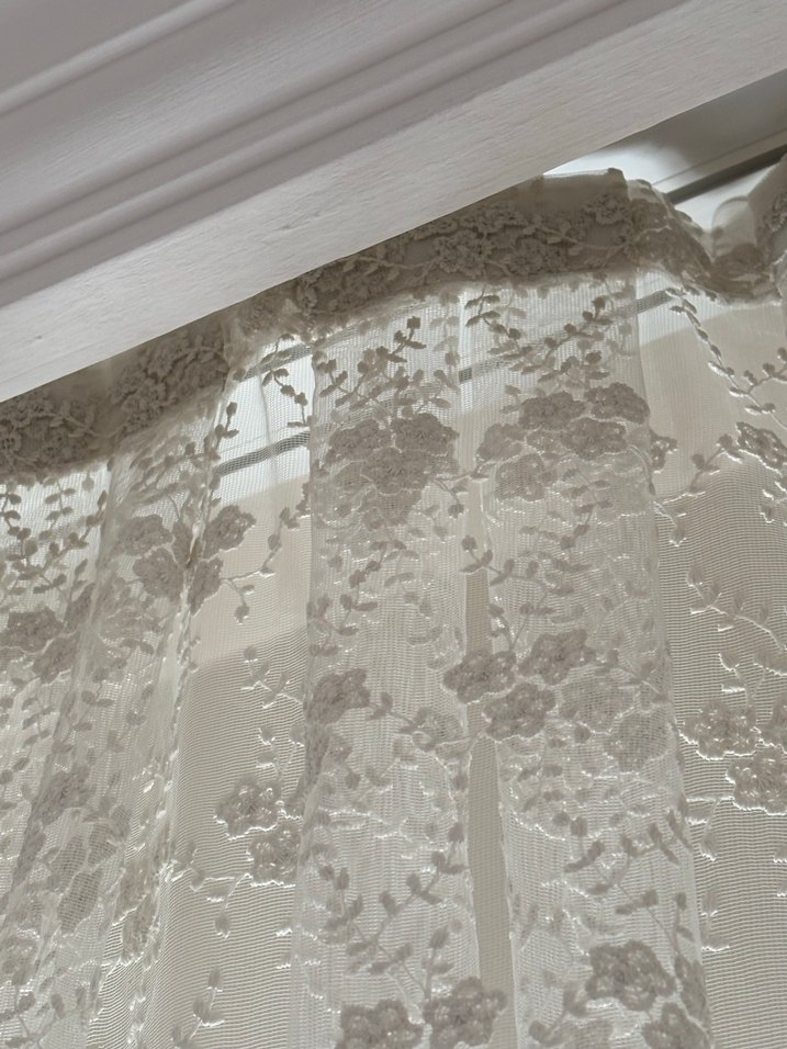 İşlemeli Beyaz Tül Perde (3lü) - Görsel 5