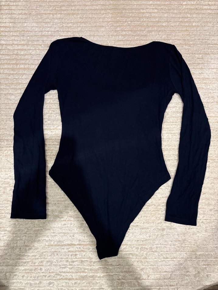 Lacivert Uzun Kollu Kadın Body - Görsel 4