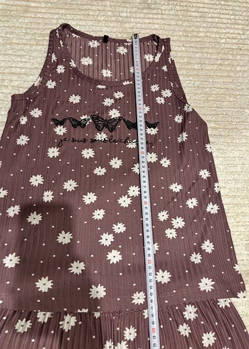 Mor Çiçek Desenli Kolsuz Mini Pijama Takımı - Görsel 2