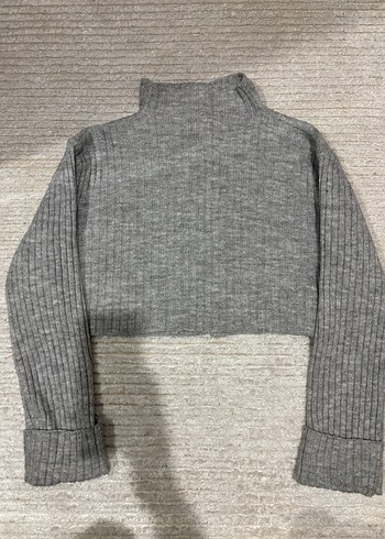 Düğmeli Gri Kadın Triko Hırka - Görsel 4