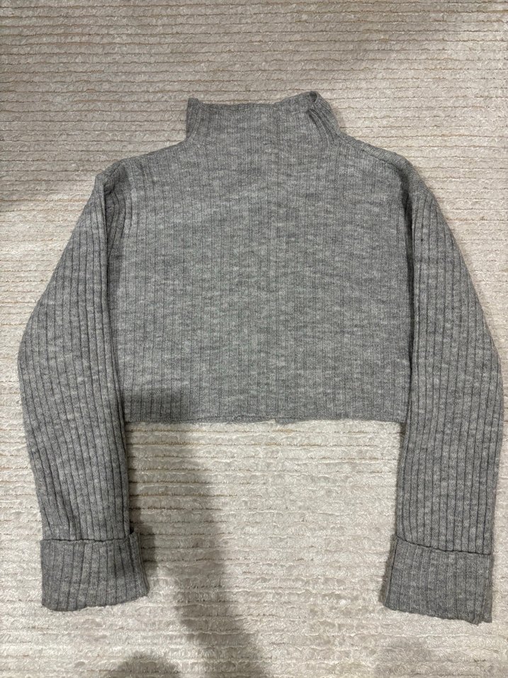 Düğmeli Gri Kadın Triko Hırka - Görsel 4