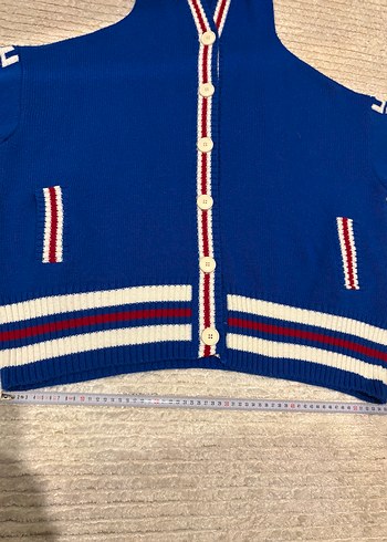 Kapüşonlu Mavi Triko Kadın Hırka - Görsel 6