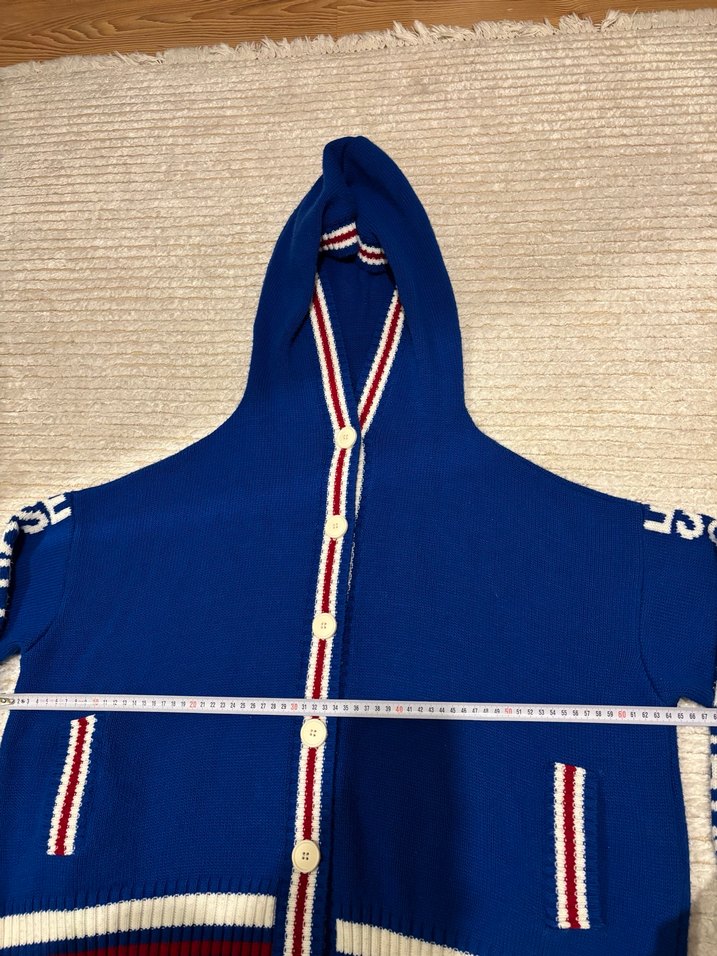 Kapüşonlu Mavi Triko Kadın Hırka - Görsel 4