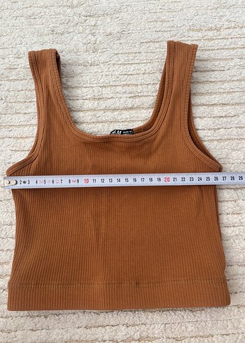 m Beden turuncu Renk Fitilli Crop Top
