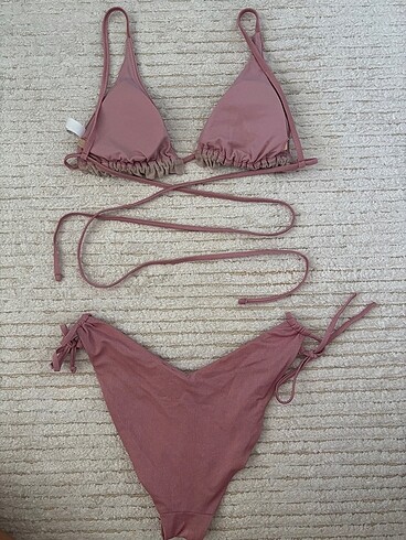 38 Beden Simli Pembe Penti Bikini Takımı
