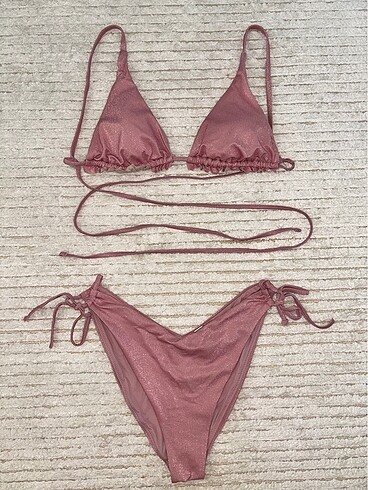Simli Pembe Penti Bikini Takımı