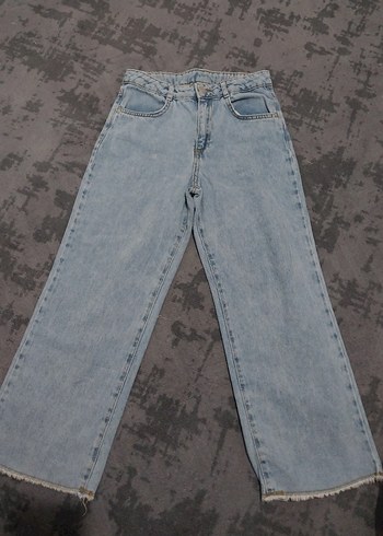 Kiz cocuk Mavi Midi Boy Denim Pantolon