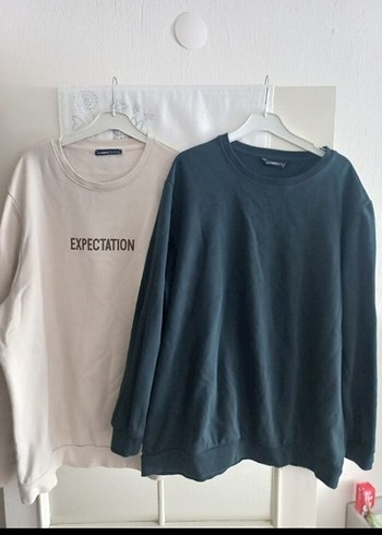 Gri Uzun Kollu Pamuklu Sweatshirt