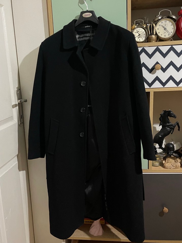 Siyah Düğmeli Klasik Erkek Kaban kaşe kaban - Görsel 2