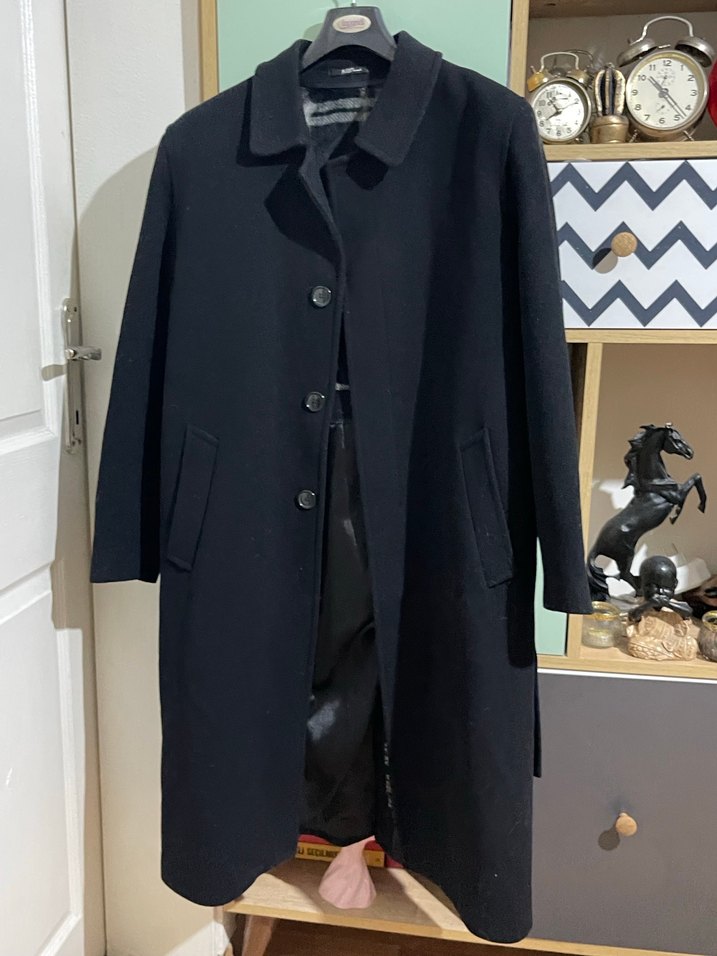 Siyah Düğmeli Klasik Erkek Kaban kaşe kaban - Görsel 3