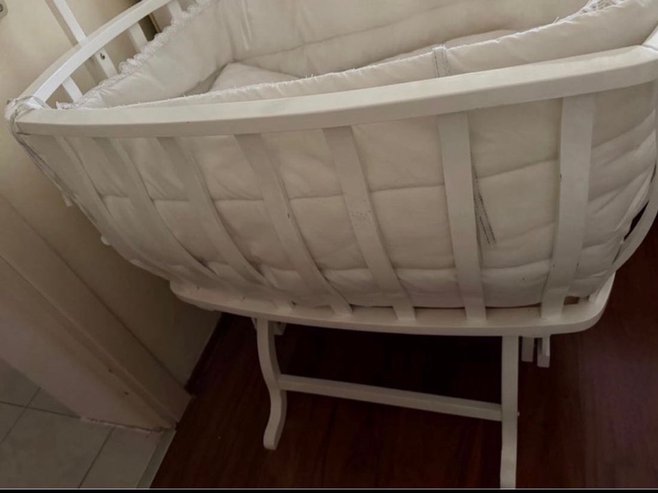 Beyaz Ahşap Sallanan Beşik - Görsel 2