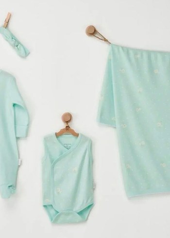 Pastel Yeşil Bebek Hastane Kıyafeti Seti Andywawa - Görsel 4