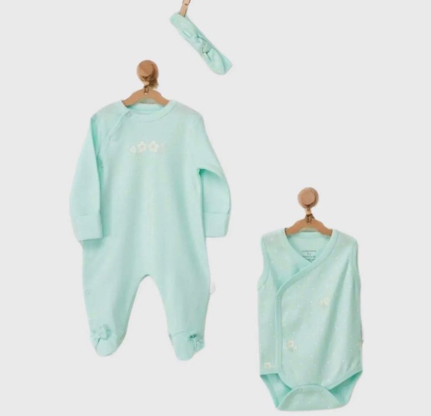 Pastel Yeşil Bebek Hastane Kıyafeti Seti Andywawa - Görsel 3