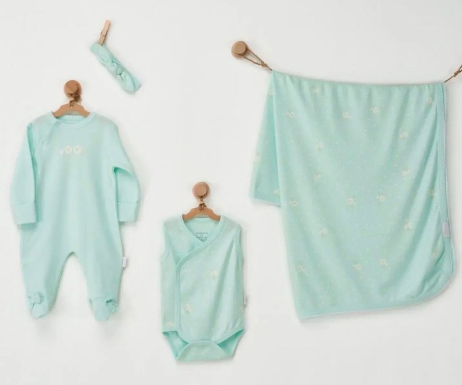 Pastel Yeşil Bebek Hastane Kıyafeti Seti Andywawa - Görsel 4